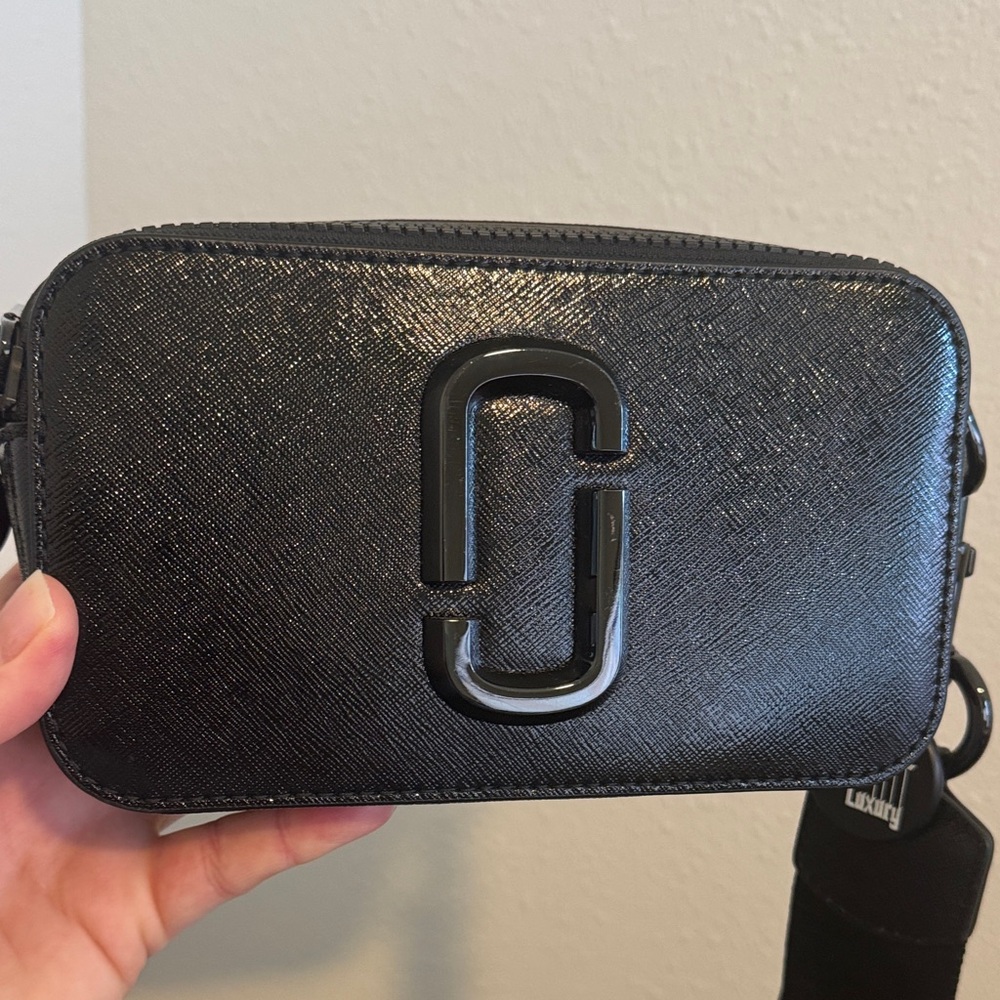Marc Jacobs The Snapshot Shimmering Black Crossbody Bag Authentic